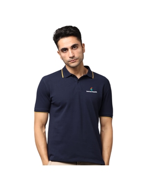 Greys & Blues Pima Polo T-Shirt - Navy Blue With Musterd Tipping